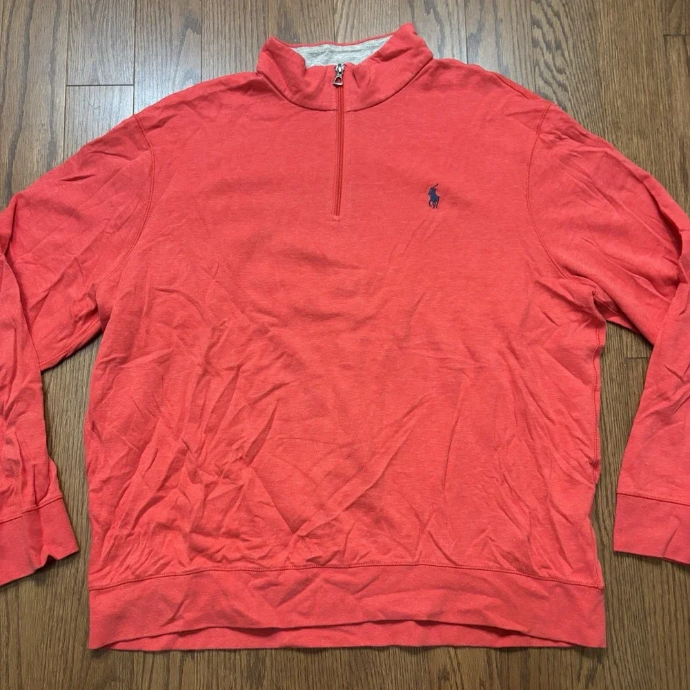 Vintage Polo Ralph Lauren 1/4 Zip Sweater Red Men's XL Y2K Preppy Ivy Wear